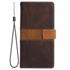 For iPhone 14 Pro Grid Stitching Leather Phone Case with Lanyard(Brown) - 2