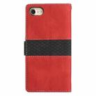 For iPhone SE 2022 / 2020 Grid Stitching Leather Phone Case with Lanyard(Red) - 3