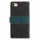 For iPhone SE 2022 / 2020 Grid Stitching Leather Phone Case with Lanyard(Black) - 3