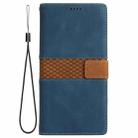 For iPhone 13 Pro Max Grid Stitching Leather Phone Case with Lanyard(Blue) - 2