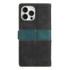 For iPhone 13 Pro Max Grid Stitching Leather Phone Case with Lanyard(Black) - 3