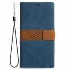 For iPhone 13 Pro Grid Stitching Leather Phone Case with Lanyard(Blue) - 2