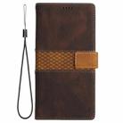 For iPhone 13 Pro Grid Stitching Leather Phone Case with Lanyard(Brown) - 2