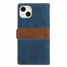 For iPhone 13 mini Grid Stitching Leather Phone Case with Lanyard(Blue) - 3