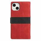 For iPhone 13 mini Grid Stitching Leather Phone Case with Lanyard(Red) - 3