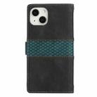 For iPhone 13 mini Grid Stitching Leather Phone Case with Lanyard(Black) - 3