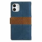 For iPhone 12 mini Grid Stitching Leather Phone Case with Lanyard(Blue) - 3