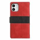 For iPhone 12 mini Grid Stitching Leather Phone Case with Lanyard(Red) - 3