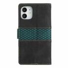For iPhone 12 mini Grid Stitching Leather Phone Case with Lanyard(Black) - 3
