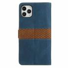 For iPhone 11 Pro Max Grid Stitching Leather Phone Case with Lanyard(Blue) - 3