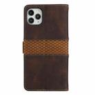 For iPhone 11 Pro Max Grid Stitching Leather Phone Case with Lanyard(Brown) - 3