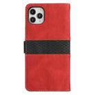 For iPhone 11 Pro Max Grid Stitching Leather Phone Case with Lanyard(Red) - 3
