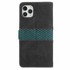 For iPhone 11 Pro Max Grid Stitching Leather Phone Case with Lanyard(Black) - 3