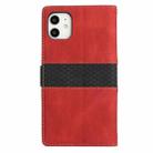 For iPhone 11 Grid Stitching Leather Phone Case with Lanyard(Red) - 3