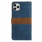 For iPhone 11 Pro Grid Stitching Leather Phone Case with Lanyard(Blue) - 3