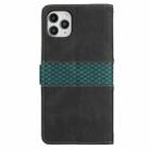For iPhone 11 Pro Grid Stitching Leather Phone Case with Lanyard(Black) - 3