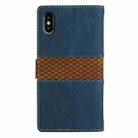 For iPhone XS / X Grid Stitching Leather Phone Case with Lanyard(Blue) - 3