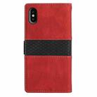 For iPhone XS / X Grid Stitching Leather Phone Case with Lanyard(Red) - 3