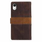 For iPhone XR Grid Stitching Leather Phone Case with Lanyard(Brown) - 3