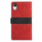 For iPhone XR Grid Stitching Leather Phone Case with Lanyard(Red) - 3