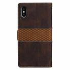 For iPhone XS Max Grid Stitching Leather Phone Case with Lanyard(Brown) - 3