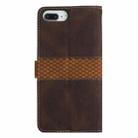 For iPhone 8 Plus / 7 Plus Grid Stitching Leather Phone Case with Lanyard(Brown) - 3