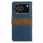 For iPhone 17 Pro Grid Stitching Leather Phone Case with Lanyard(Blue) - 3