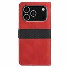 For iPhone 17 Pro Grid Stitching Leather Phone Case with Lanyard(Red) - 3
