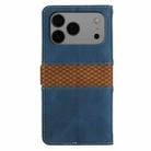 For iPhone 17 Pro Max Grid Stitching Leather Phone Case with Lanyard(Blue) - 3