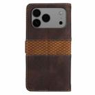 For iPhone 17 Pro Max Grid Stitching Leather Phone Case with Lanyard(Brown) - 3