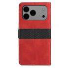 For iPhone 17 Pro Max Grid Stitching Leather Phone Case with Lanyard(Red) - 3