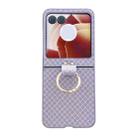 For Motorola Razr 50 Ultra Sparkling Diamond Rhombus PC Phone Case with Ring(Purple) - 1