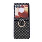 For Motorola Razr 50 Ultra Sparkling Diamond Rhombus PC Phone Case with Ring(Black) - 1