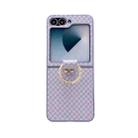 For Samsung Galaxy Z Flip6 5G Sparkling Diamond Rhombus PC Phone Case with Ring(Purple) - 1