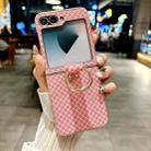 For Samsung Galaxy Z Flip5 5G Sparkling Diamond Rhombus PC Phone Case with Ring(Pink) - 2