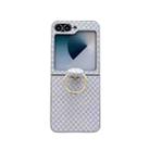 For Samsung Galaxy Z Flip5 5G Sparkling Diamond Rhombus PC Phone Case with Ring(Silver) - 1