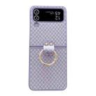 For Samsung Galaxy Z Flip4 5G Sparkling Diamond Rhombus PC Phone Case with Ring(Purple) - 1