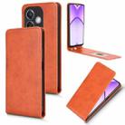 For OPPO A3X 5G India / A3X 4G Global Magnetic Vertical Flip Leather Phone Case(Brown) - 1