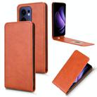 For OPPO Reno13 F 5G / 4G Magnetic Vertical Flip Leather Phone Case(Brown) - 1
