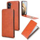 For vivo V40 Lite 5G / 4G IDN Magnetic Vertical Flip Leather Phone Case(Brown) - 1