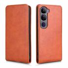 For vivo V40 Lite 5G / 4G IDN Magnetic Vertical Flip Leather Phone Case(Brown) - 2