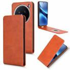 For vivo X200 Pro 5G Magnetic Vertical Flip Leather Phone Case(Brown) - 1