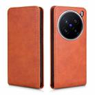 For vivo X200 Pro 5G Magnetic Vertical Flip Leather Phone Case(Brown) - 2