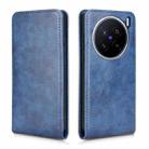 For vivo X200 5G Magnetic Vertical Flip Leather Phone Case(Blue) - 2