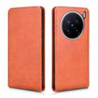 For vivo X200 5G Magnetic Vertical Flip Leather Phone Case(Brown) - 2