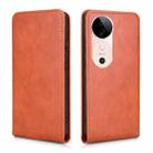 For vivo S19 5G Magnetic Vertical Flip Leather Phone Case(Brown) - 2