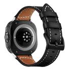 For Samsung Galaxy Watch Ultra 47mm Black Buckle Genuine Leather Watch Band(Black) - 1