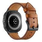 For Samsung Galaxy Watch Ultra 47mm Black Buckle Genuine Leather Watch Band(Brown) - 1