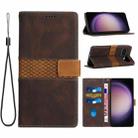 For Google Pixel 9 Pro XL Grid Stitching Leather Phone Case with Lanyard(Brown) - 1