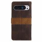 For Google Pixel 9 Pro XL Grid Stitching Leather Phone Case with Lanyard(Brown) - 3